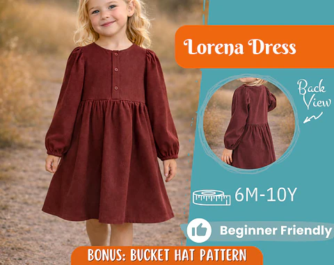 Girls Long Sleeve Dress Sewing Pattern