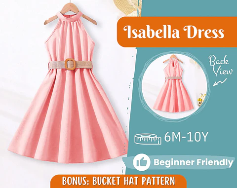 Girls Belted Halter Dress Sewing Pattern