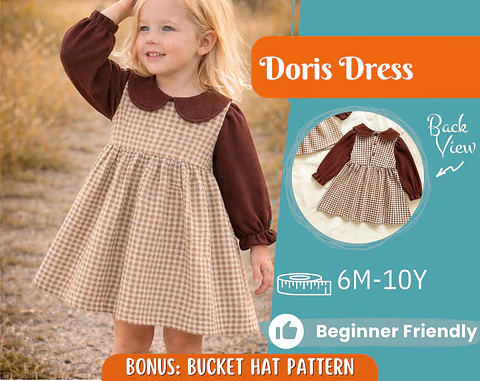 Girls Peter Pan Collar Dress Sewing Pattern
