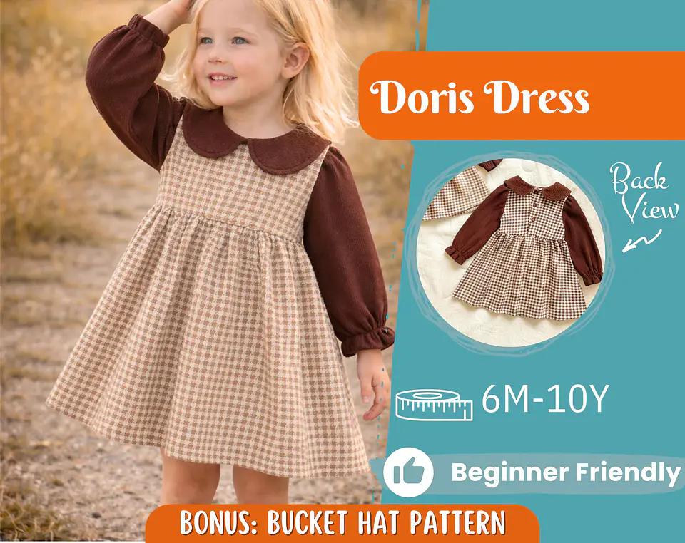 Girls Peter Pan Collar Dress Sewing Pattern 1