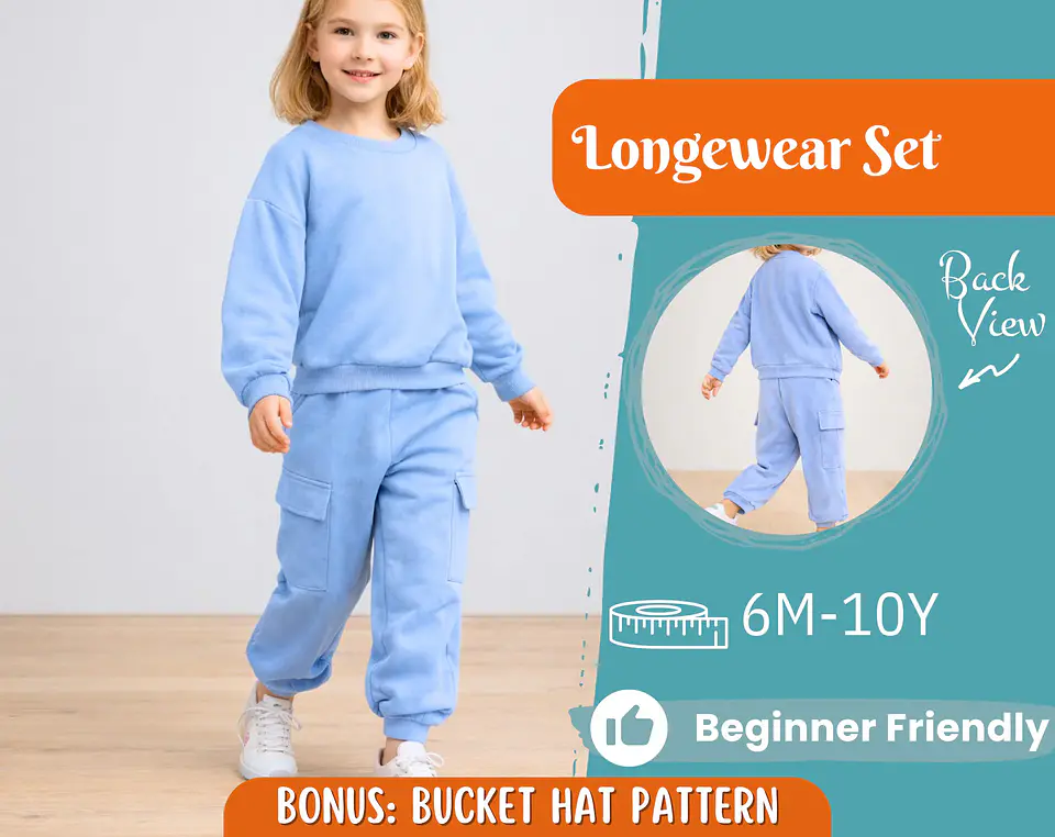 Kids Sweatshirt & Cargo Joggers Sewing Pattern 1