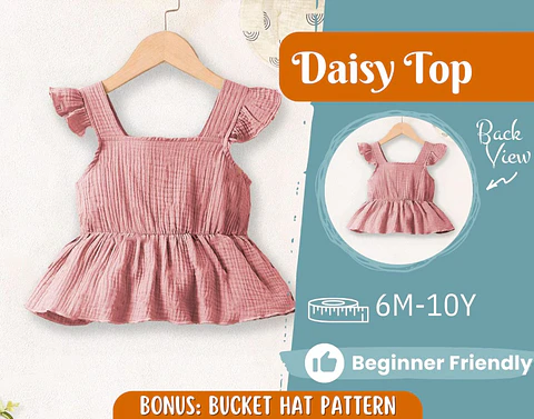 Girls Flutter Sleeve Peplum Top Sewing Pattern
