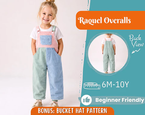 Kids Color Block Overalls Sewing Pattern