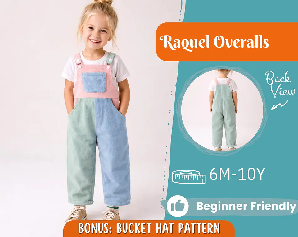Kids Color Block Overalls Sewing Pattern 1
