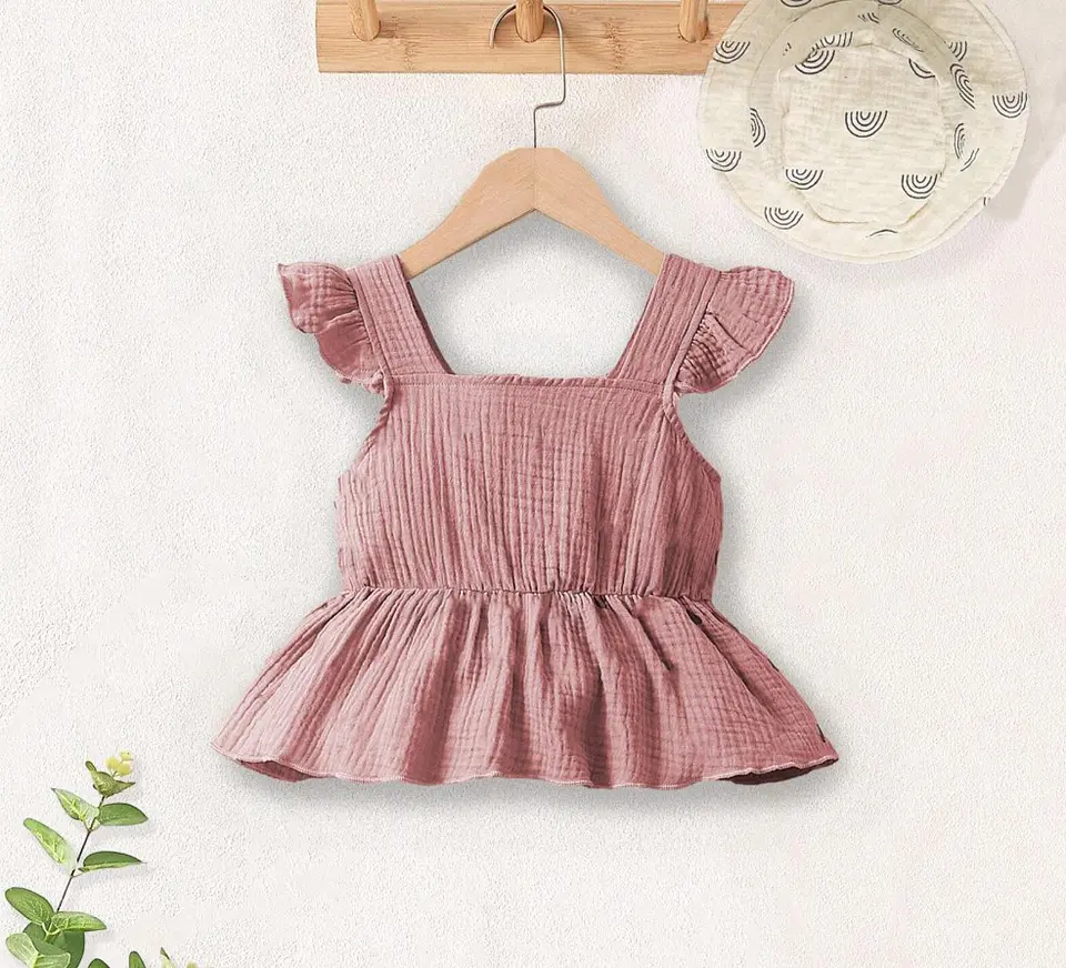 Girls Flutter Sleeve Peplum Top Sewing Pattern 3