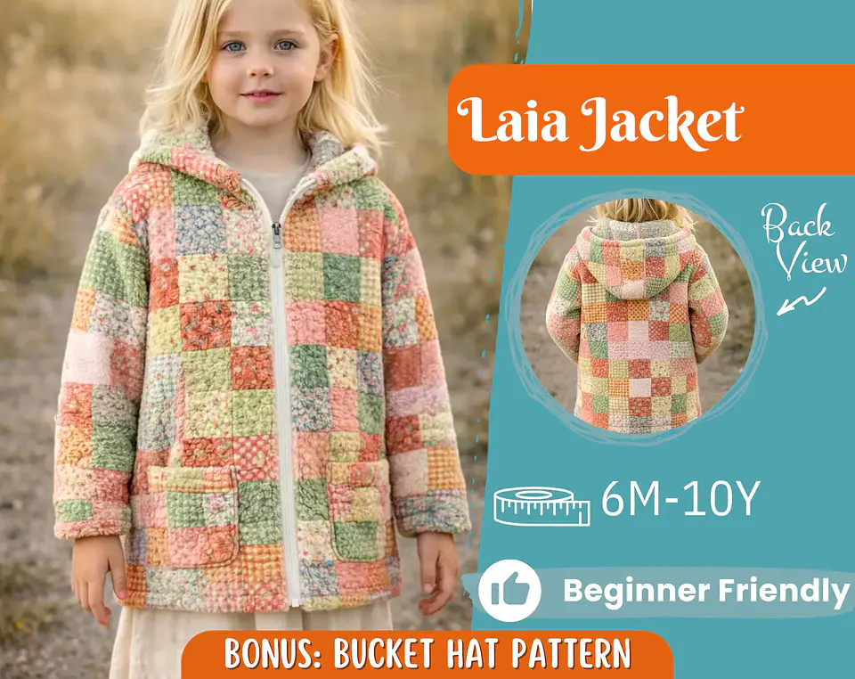 Kids Hooded Patchwork Jacket Sewing Pattern 1