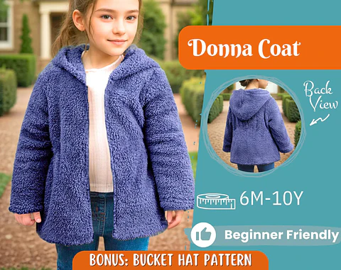Kids Teddy Fleece Hooded Jacket Sewing Pattern