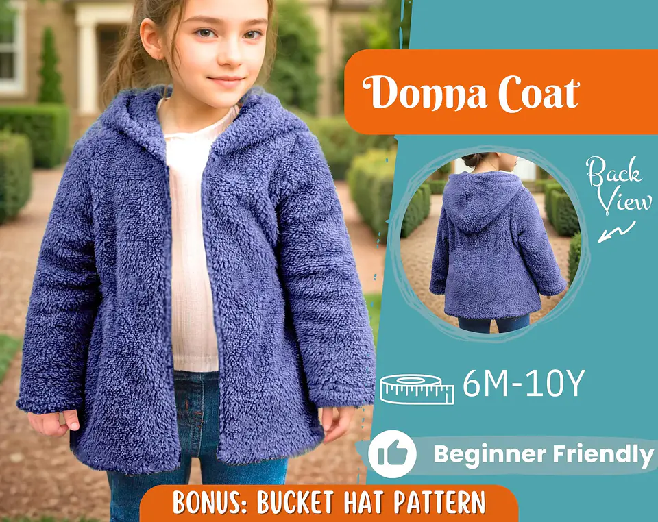 Kids Teddy Fleece Hooded Jacket Sewing Pattern 1