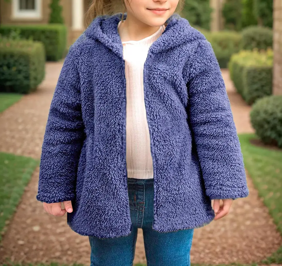 Kids Teddy Fleece Hooded Jacket Sewing Pattern 2
