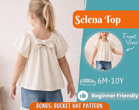 Girls Bow Back Blouse Sewing Pattern