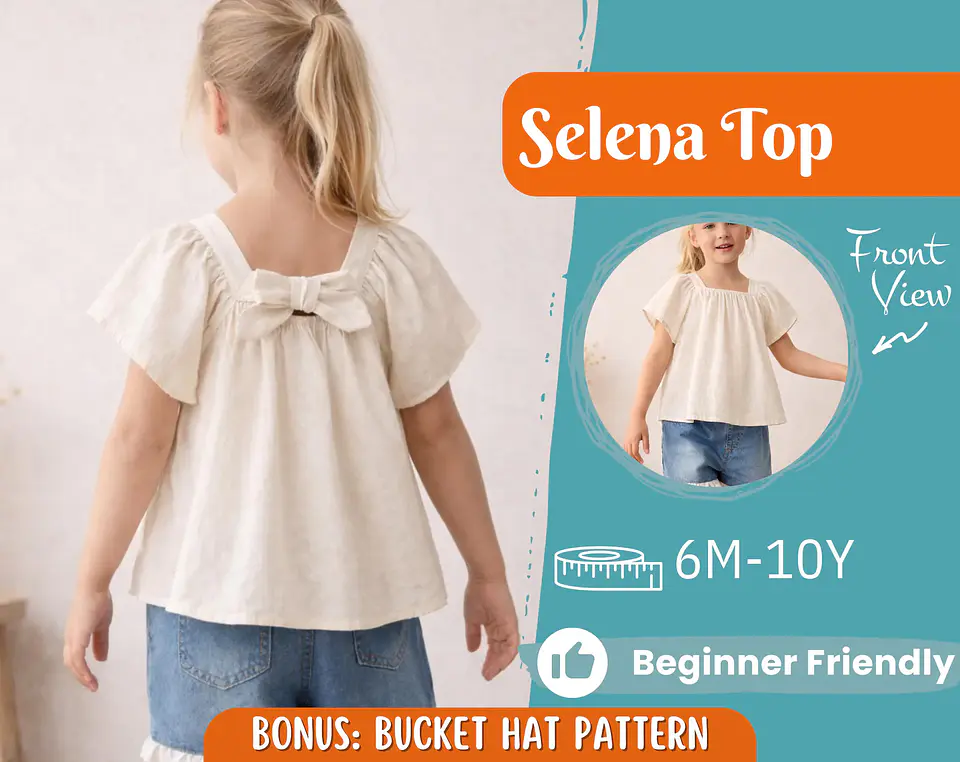 Girls Bow Back Blouse Sewing Pattern 1