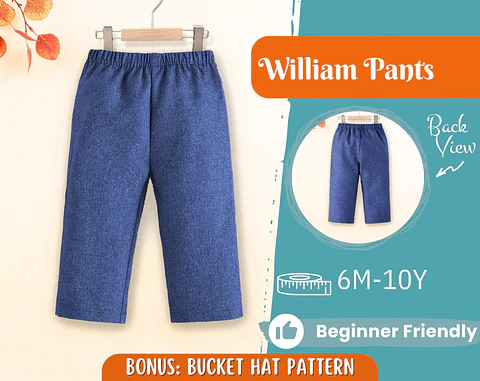 Kids Elastic Waist Pants Sewing Pattern