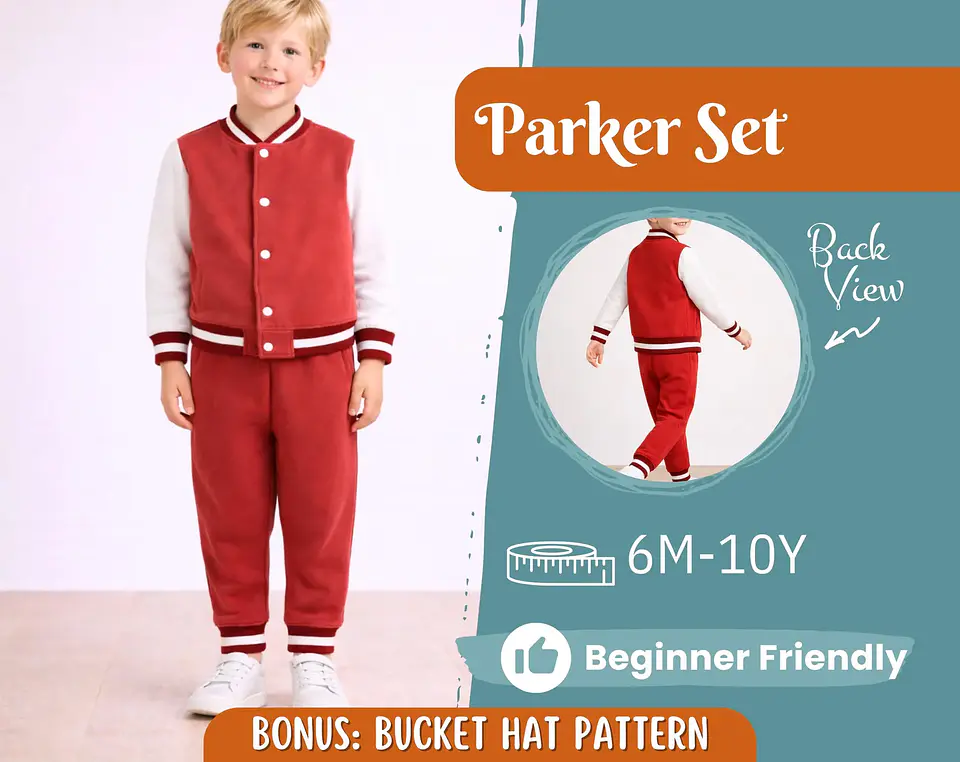 Kids Varsity Jacket & Jogger Pants Sewing Pattern 1