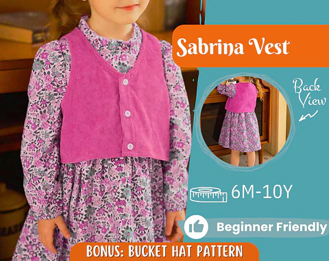 Girls Button Front Vest Sewing Pattern