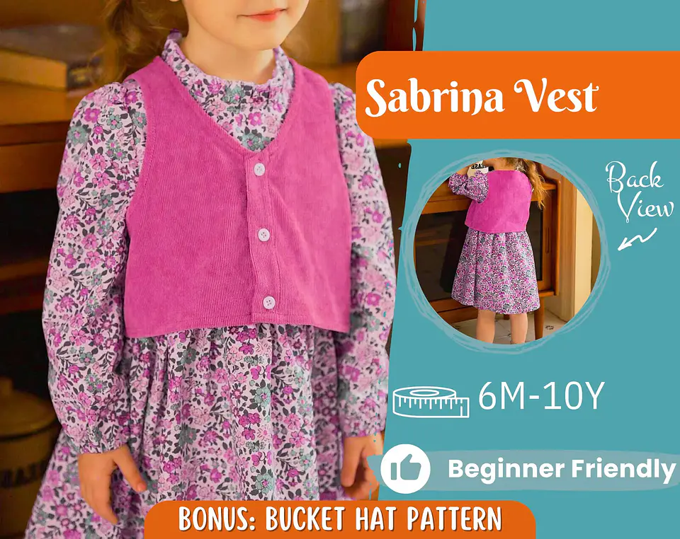 Girls Button Front Vest Sewing Pattern 1