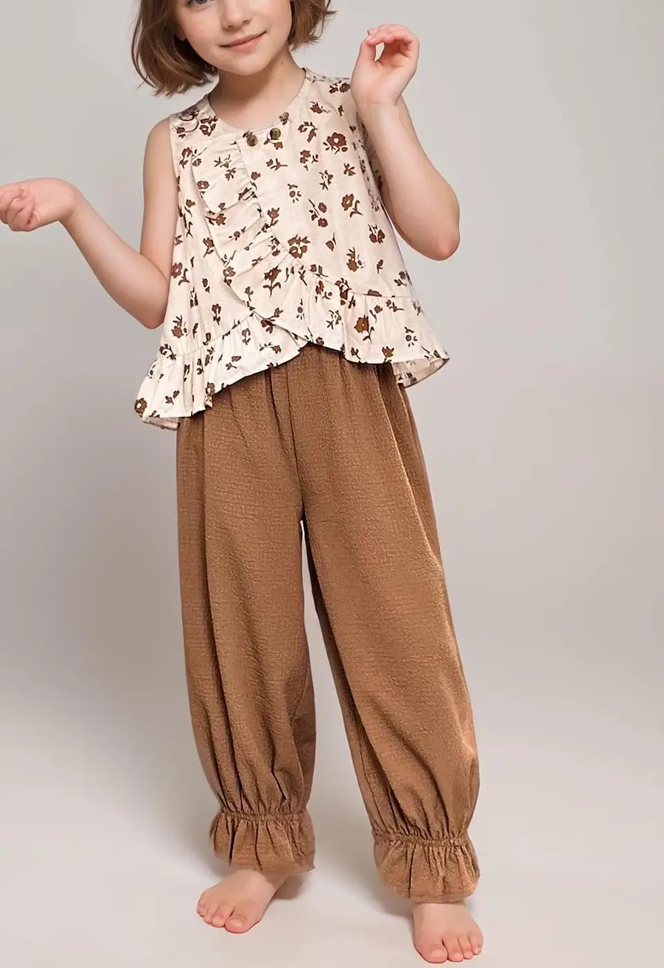 Girls Ruffle Top and Harem Pants Sewing Pattern 2