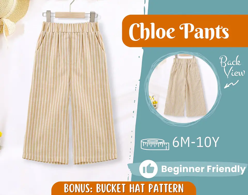 Kids Wide Leg Elastic Waist Pants Sewing Pattern 1