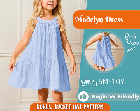 Girls Halter Tiered Dress Sewing Pattern
