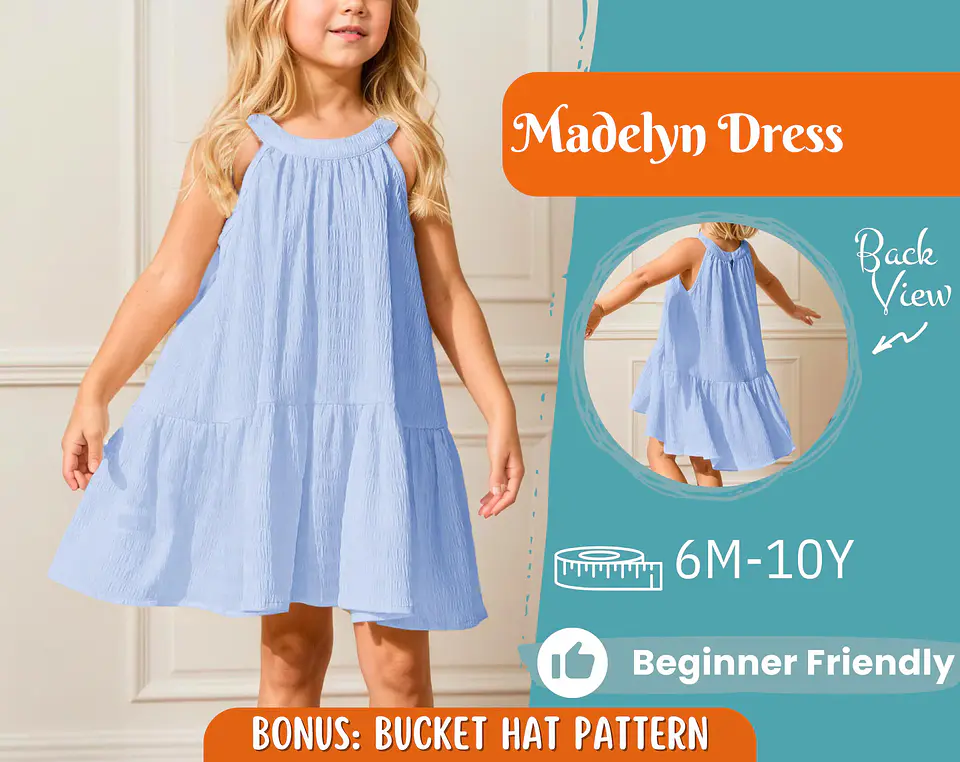 Girls Halter Tiered Dress Sewing Pattern 1