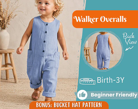 Kids Button Front Romper Sewing Pattern