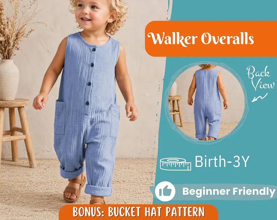 Kids Button Front Romper Sewing Pattern 1