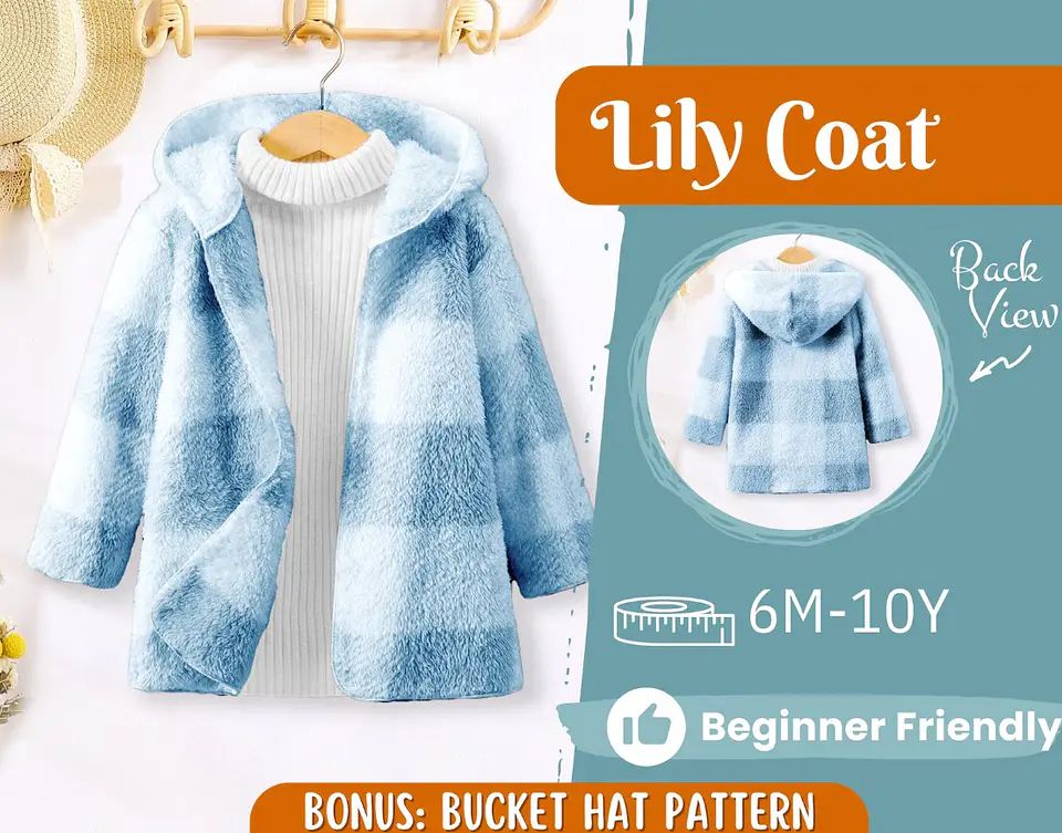 Kids Hooded Teddy Coat Sewing Pattern 1