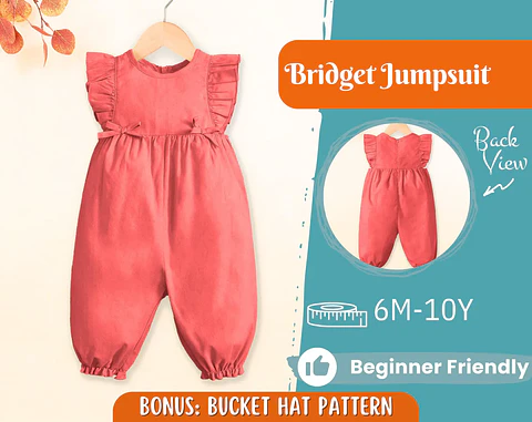 Girls Ruffle Romper Sewing Pattern PDF, Sleeveless Baby Jumpsuit