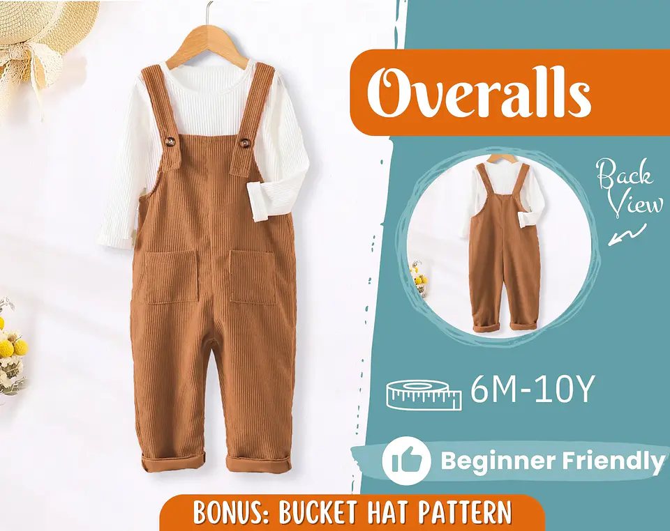 Toddler & Children's Jumpsuit, Overalls Sewing Pattern 1