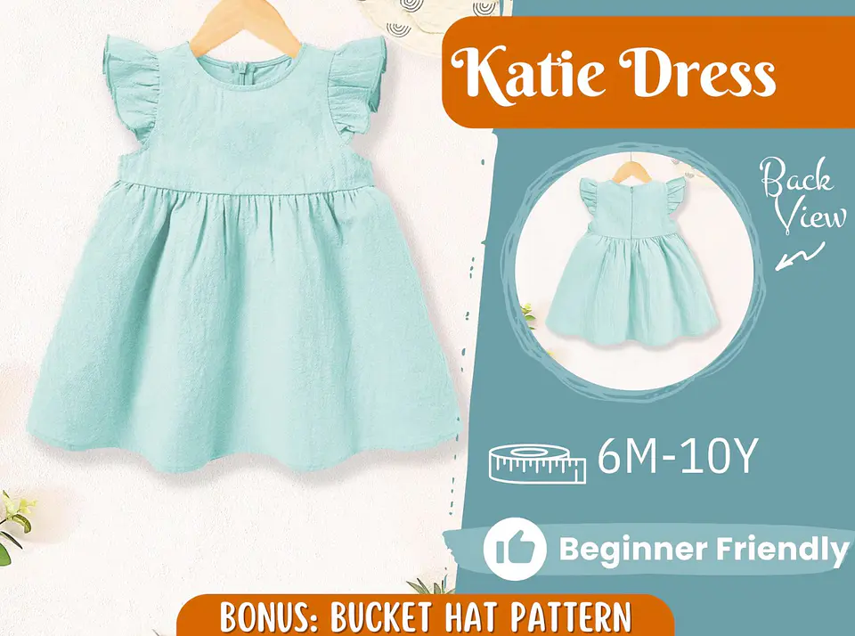 Girls Flutter Sleeve Dress Sewing Pattern 1