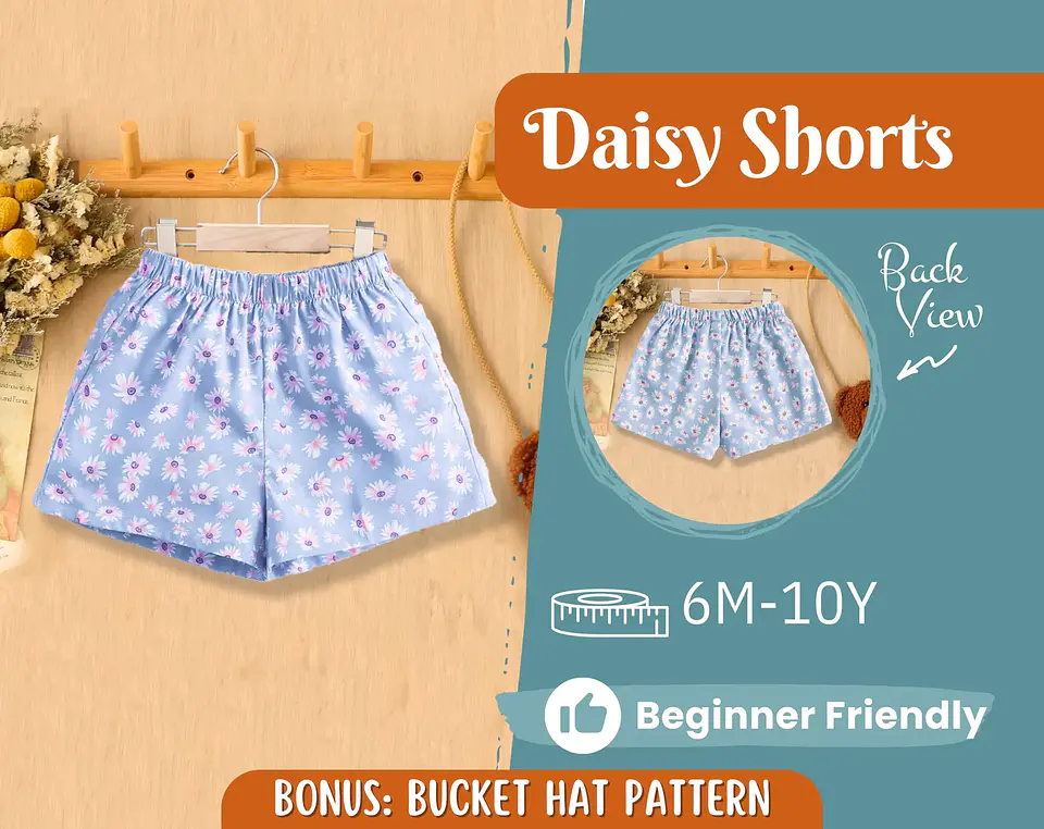 Girls Summer Shorts Elastic Waist Sewing Pattern 1