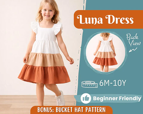 Charming girls' Tiered Dress Sewing Pattern