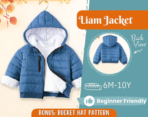 Kids Hooded Puffer Jacket Sewing Pattern