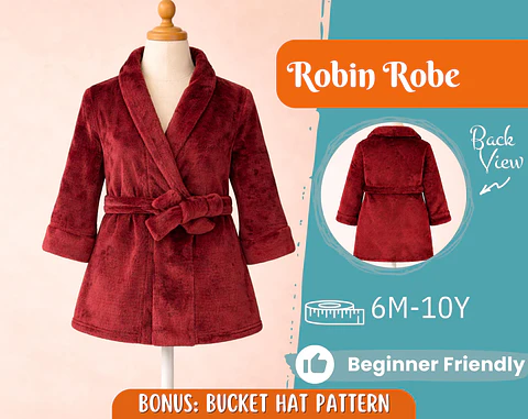 Kids Robe Belted Wrap Sewing Pattern