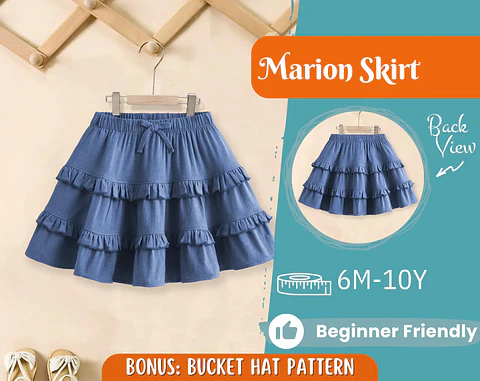 Girls Tiered Ruffle Skirt Sewing Pattern