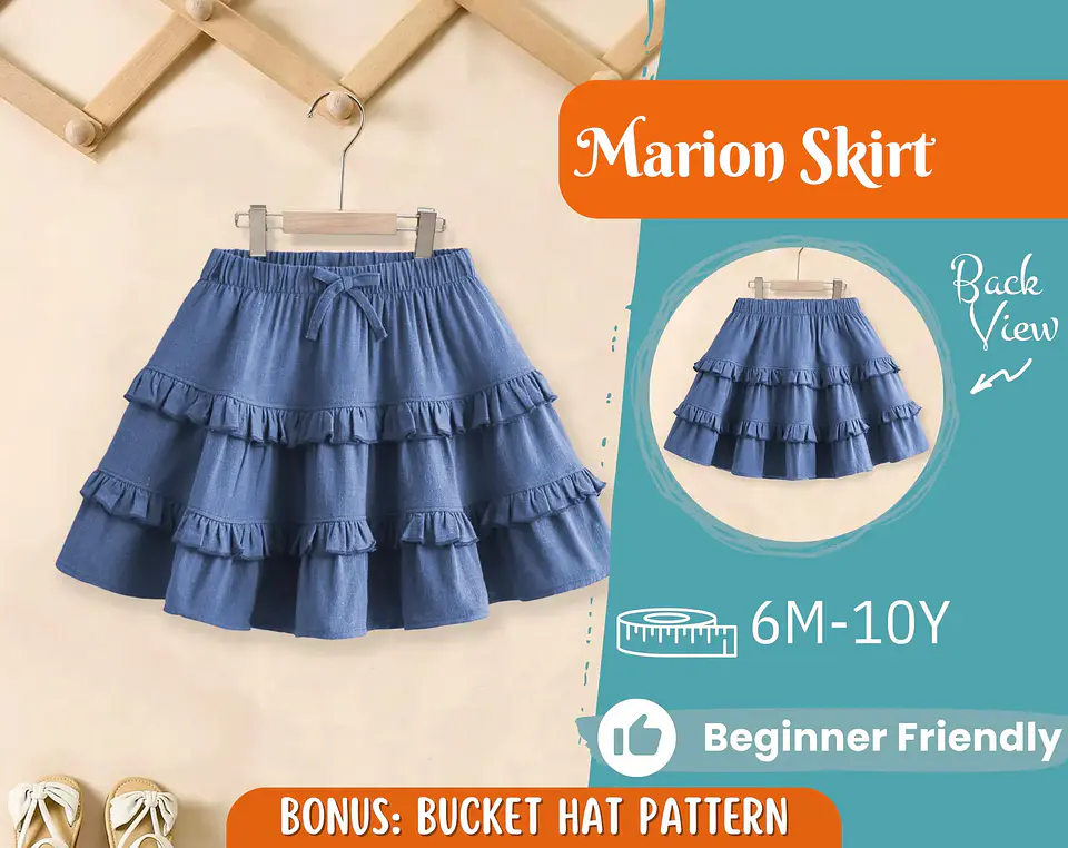 Girls Tiered Ruffle Skirt Sewing Pattern 1