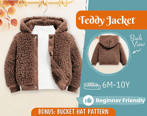 Kids Teddy Hooded Jacket Sewing Pattern