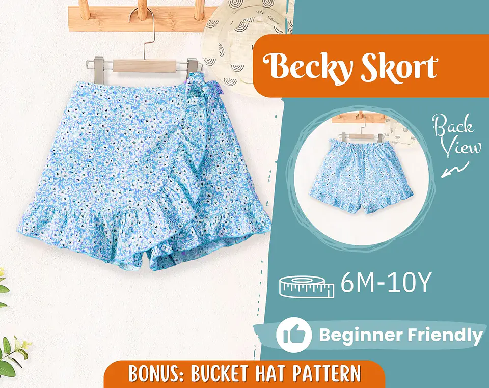 Girls Ruffle Skort Sewing Pattern 1