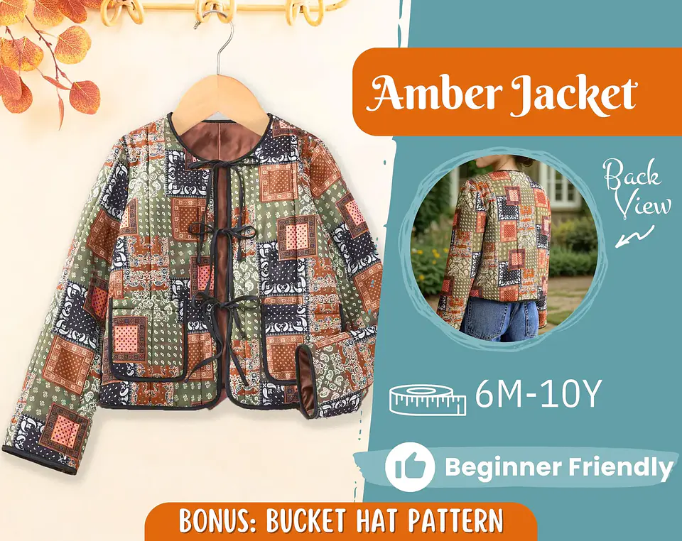 Quilted tie-front closure Jacket Sewing Pattern 1