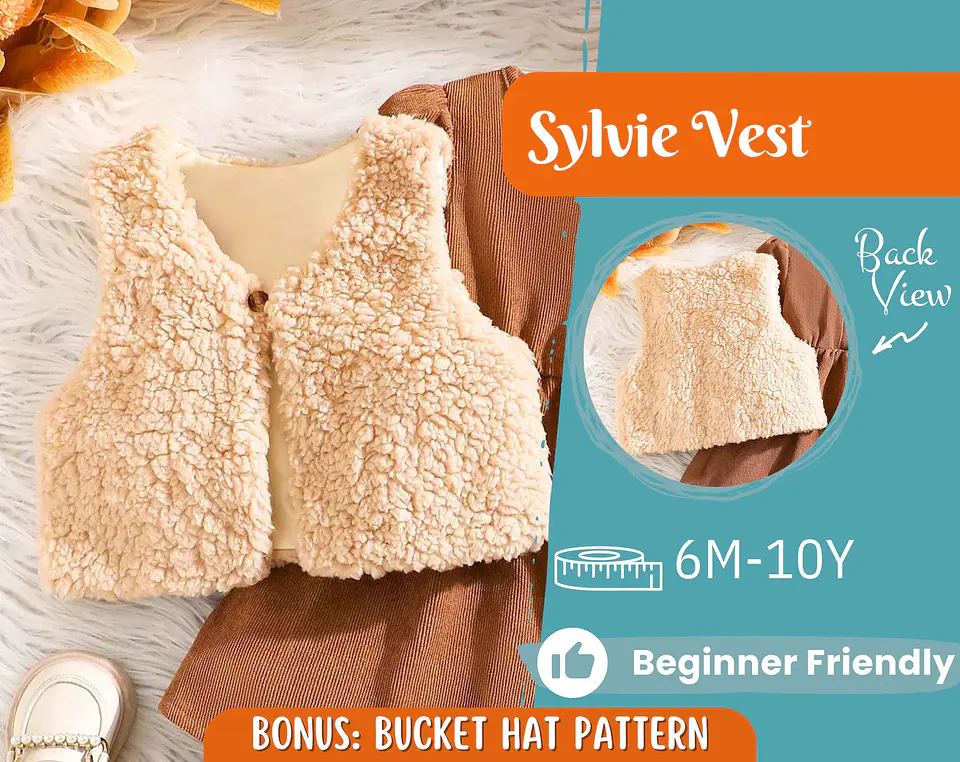 Kids Teddy Fleece Vest Sewing Pattern 1