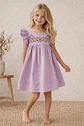 Girls Flutter Sleeve Embroidered Dress Sewing Pattern - thumbnail 2