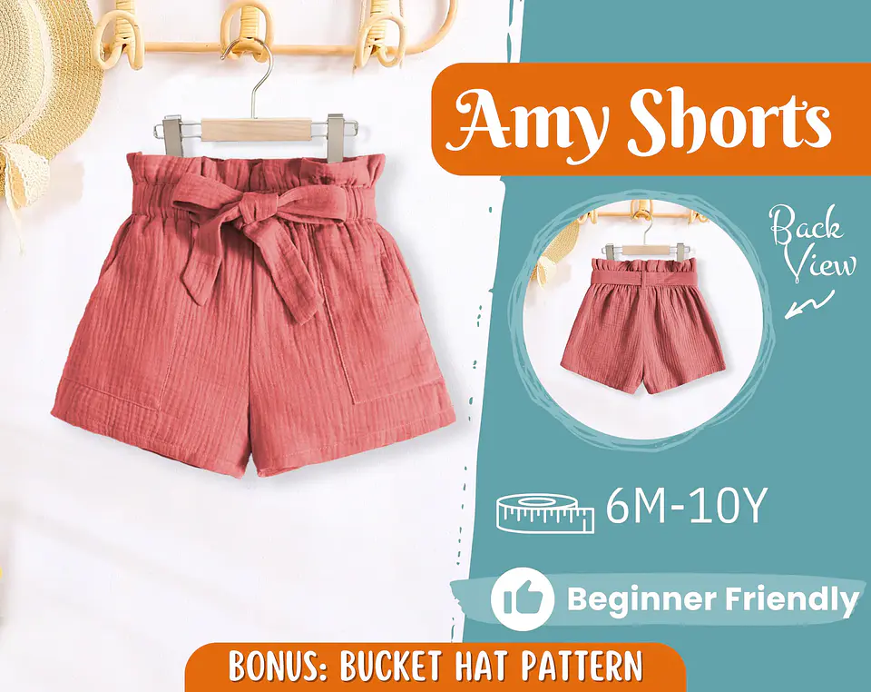 Girls Paperbag Waist Shorts Sewing Pattern 1