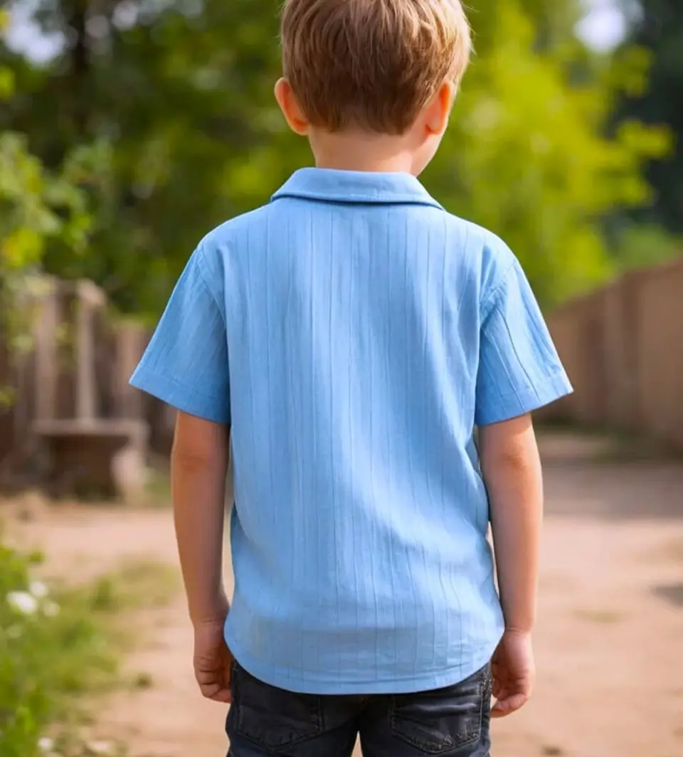 Boys Short Sleeve Button-Up Shirt Sewing Pattern 3