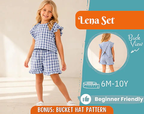 Girls Flutter Sleeve Top and Ruffle Shorts Set Sewing Pattern
