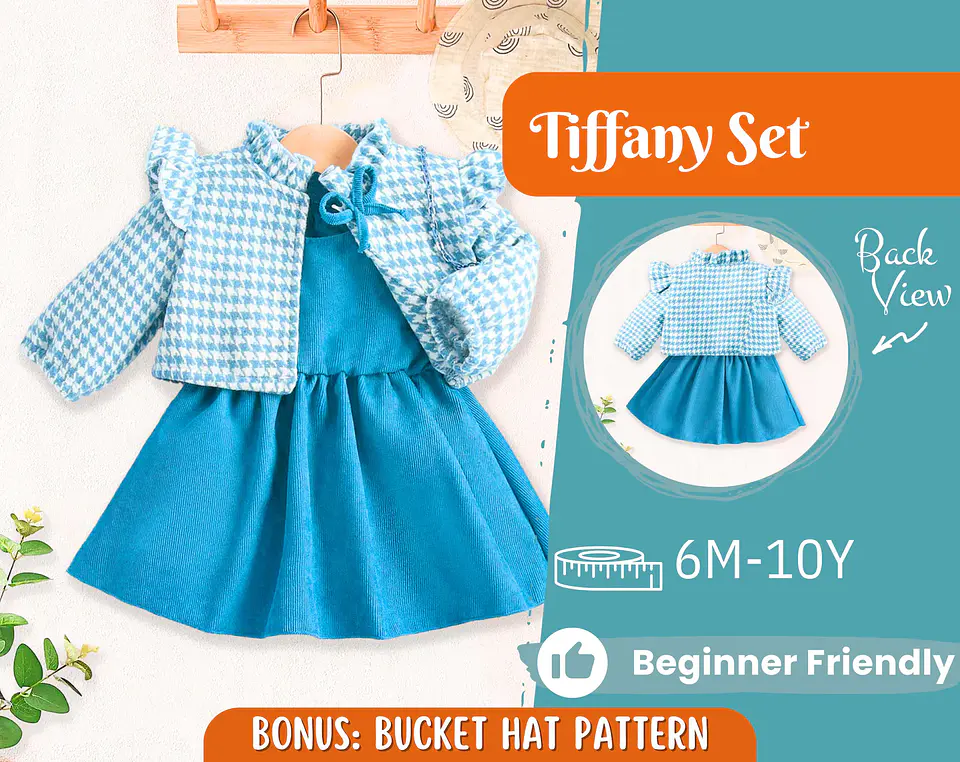 Girls Dress and Jacket Set Sewing Pattern 1