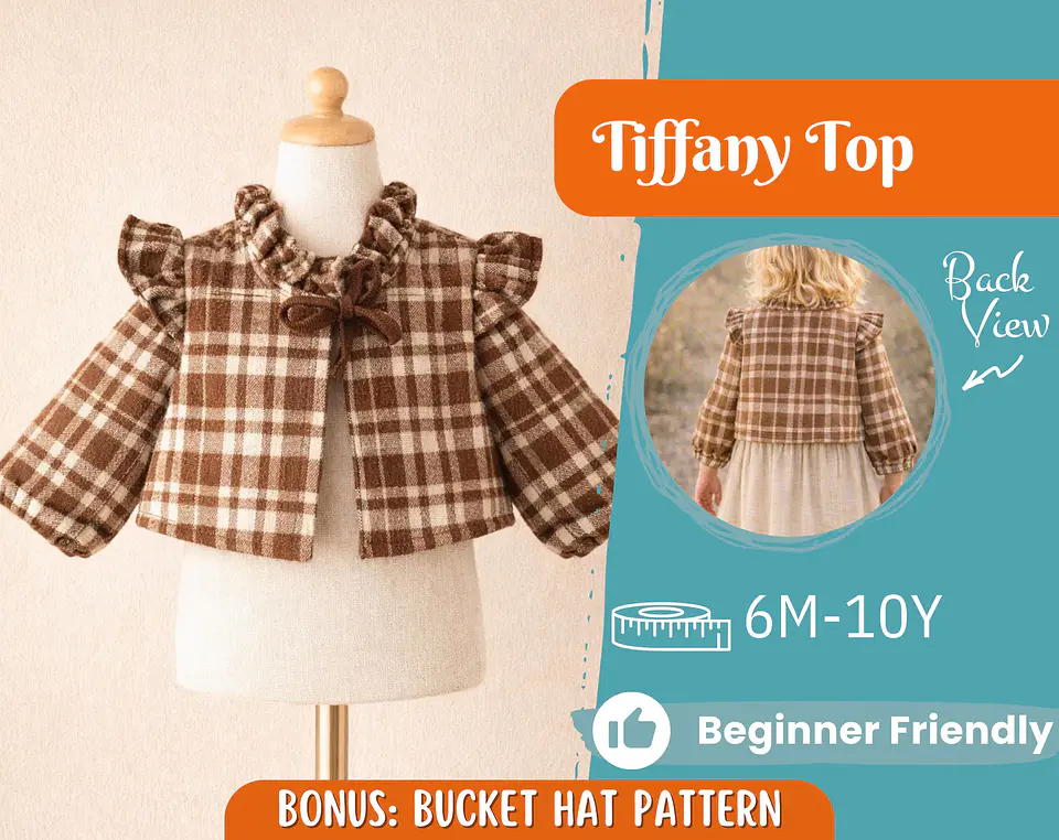 Girls Ruffle Collar blouse Sewing Pattern 1