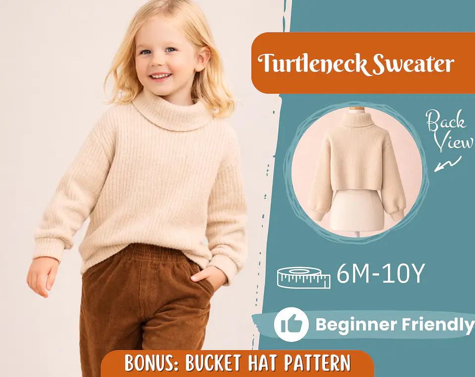 Turtleneck Sweater Sewing Pattern for Kids 1