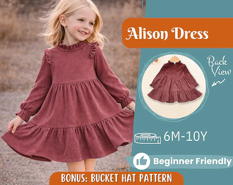Girls Ruffle Tiered Dress Sewing Pattern