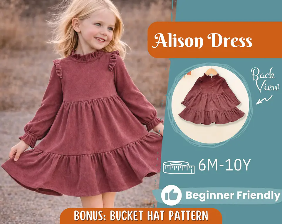 Girls Ruffle Tiered Dress Sewing Pattern 1