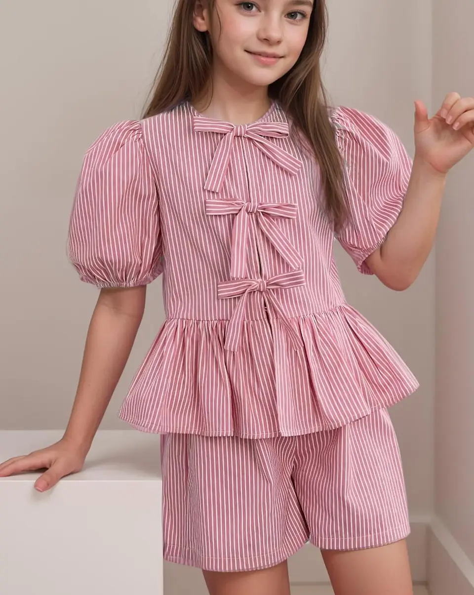 Girls Bow Front Peplum Top Sewing Pattern 2