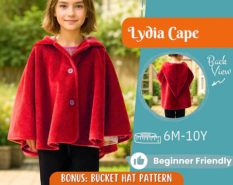 Kids Hooded Cape Sewing Pattern PDF